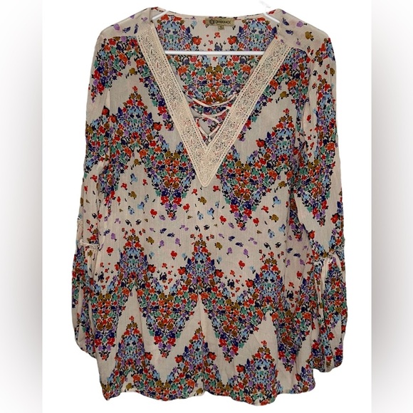 Democracy Ditzy Floral Tunic Women’s Size Medium Boho Western Hippie Festival - Picture 1 of 8